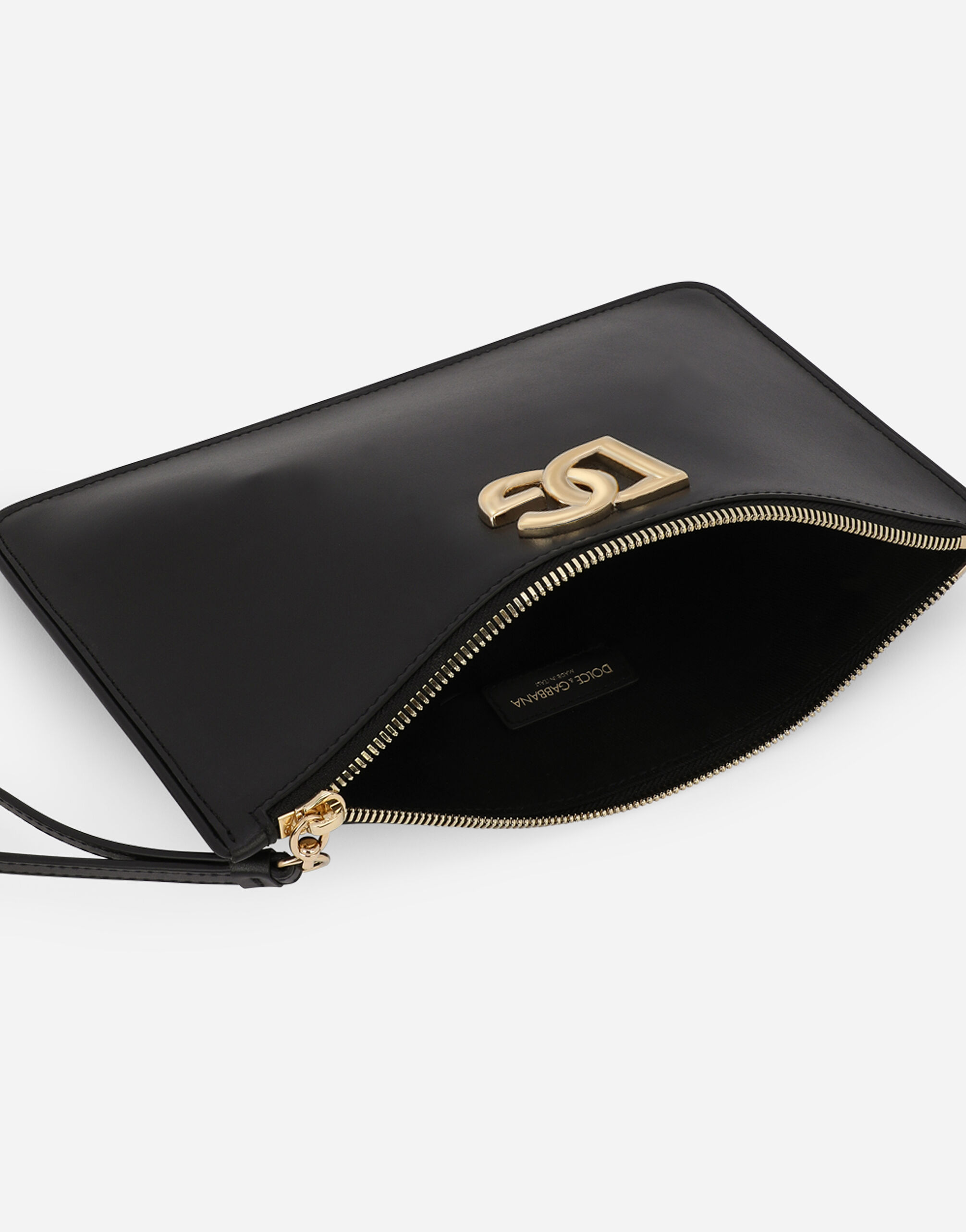 Calfskin clutch with DG logo in Black for Women | Dolce&Gabbana® US