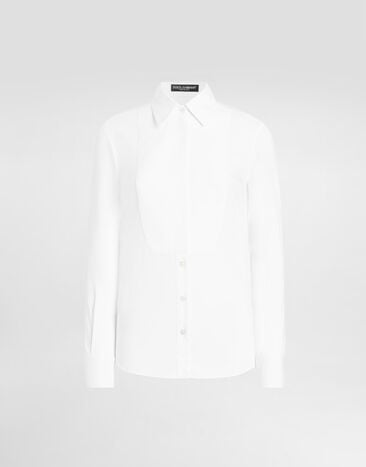 Dolce & Gabbana Stretch poplin tuxedo shirt White F5K50TFUEEE