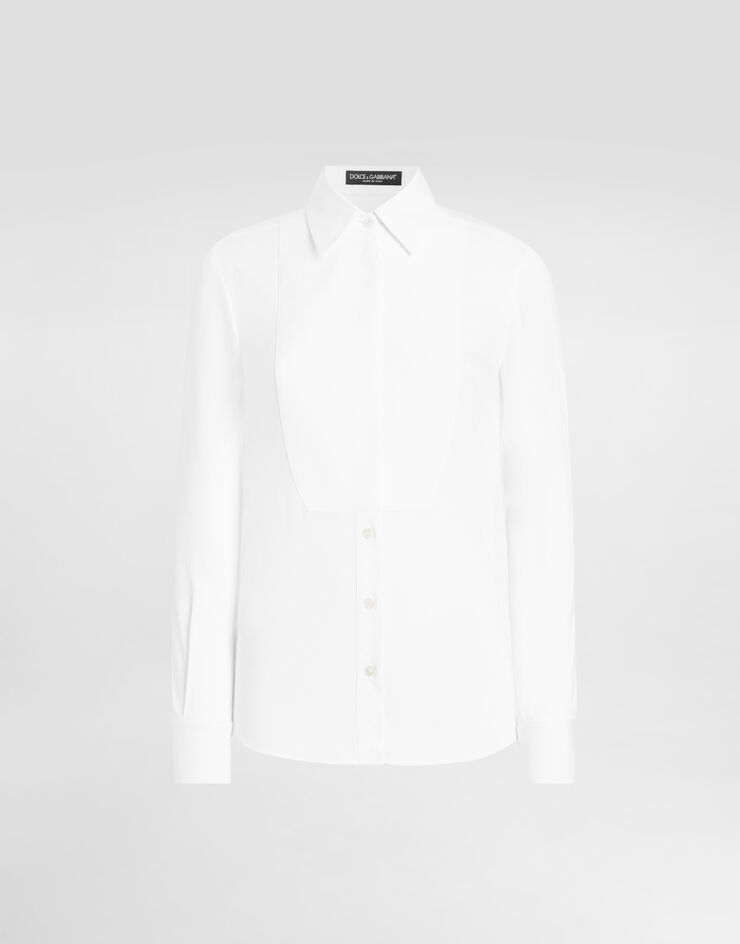 Dolce & Gabbana Stretch poplin tuxedo shirt White F5K50TFUEEE
