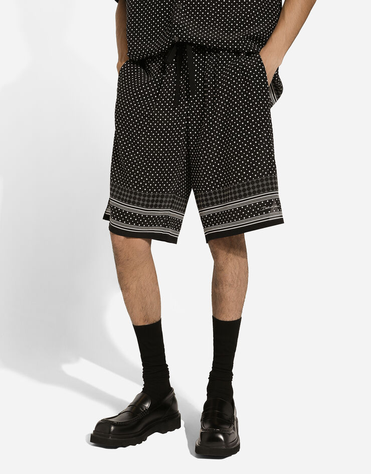 Dolce & Gabbana Bermudas estilo jogger de seda con estampado de corbatería Imprima GV37ATHI1UC