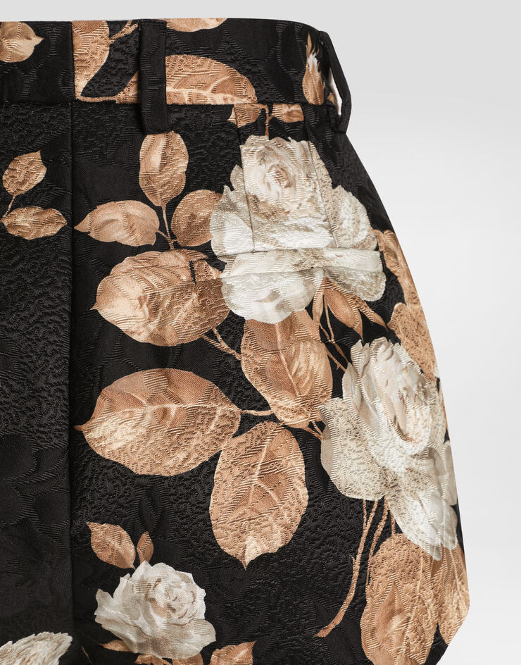 Dolce & Gabbana 复古玫瑰印花锦缎短裤 版画 FTDCJTFSTBR