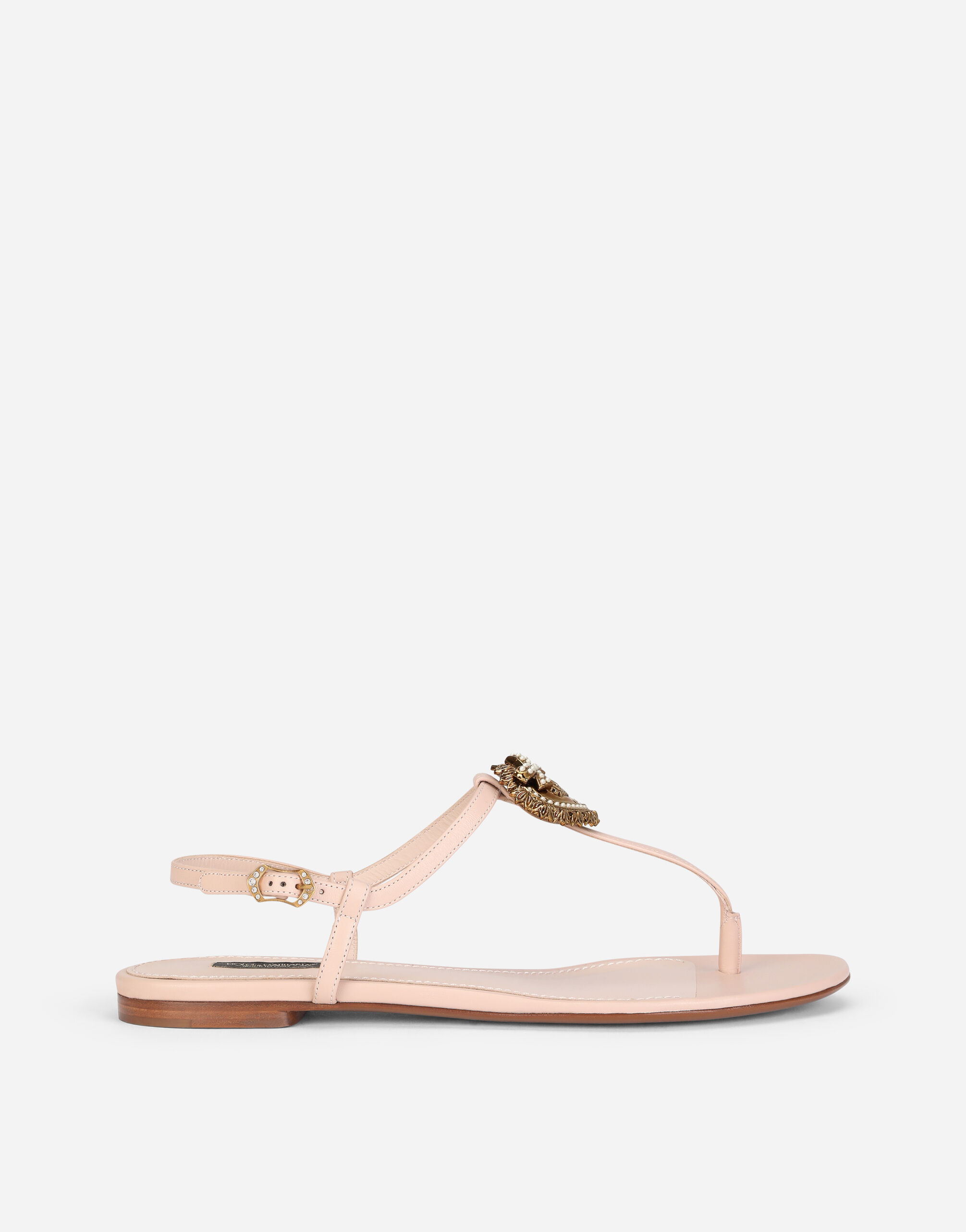 Dolce & Gabbana Nappa leather Devotion flip flops Pale Pink CQ0353AX191