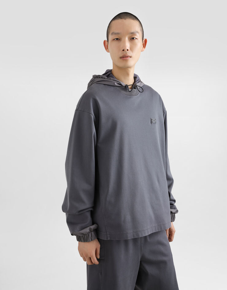 Dolce & Gabbana Cotton sweatshirt with logo Grey G9BLSTG7N7G