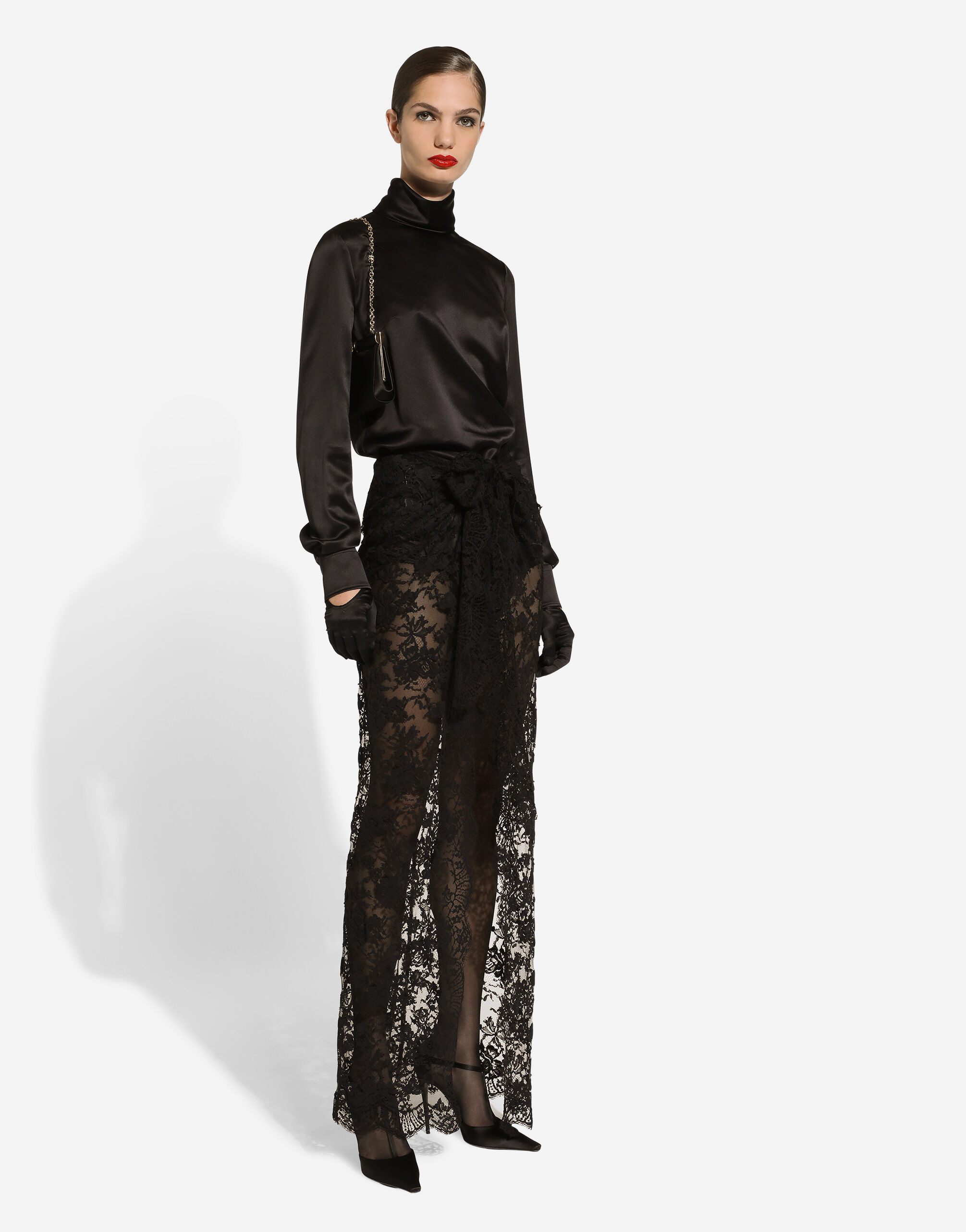【当店一番人気】 in skirt lace Chantilly Long Black Dolce&Gabbana® | Women for スカート