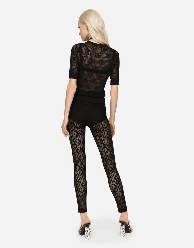 Dolce & Gabbana Viscose sweater with all-over DG logo Black FXI49TJAIL1