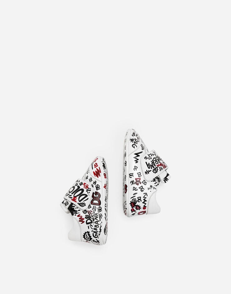 Dolce & Gabbana Sneakers basses en cuir d’agneau à imprimé graffitis Multicolore DK0117AC514