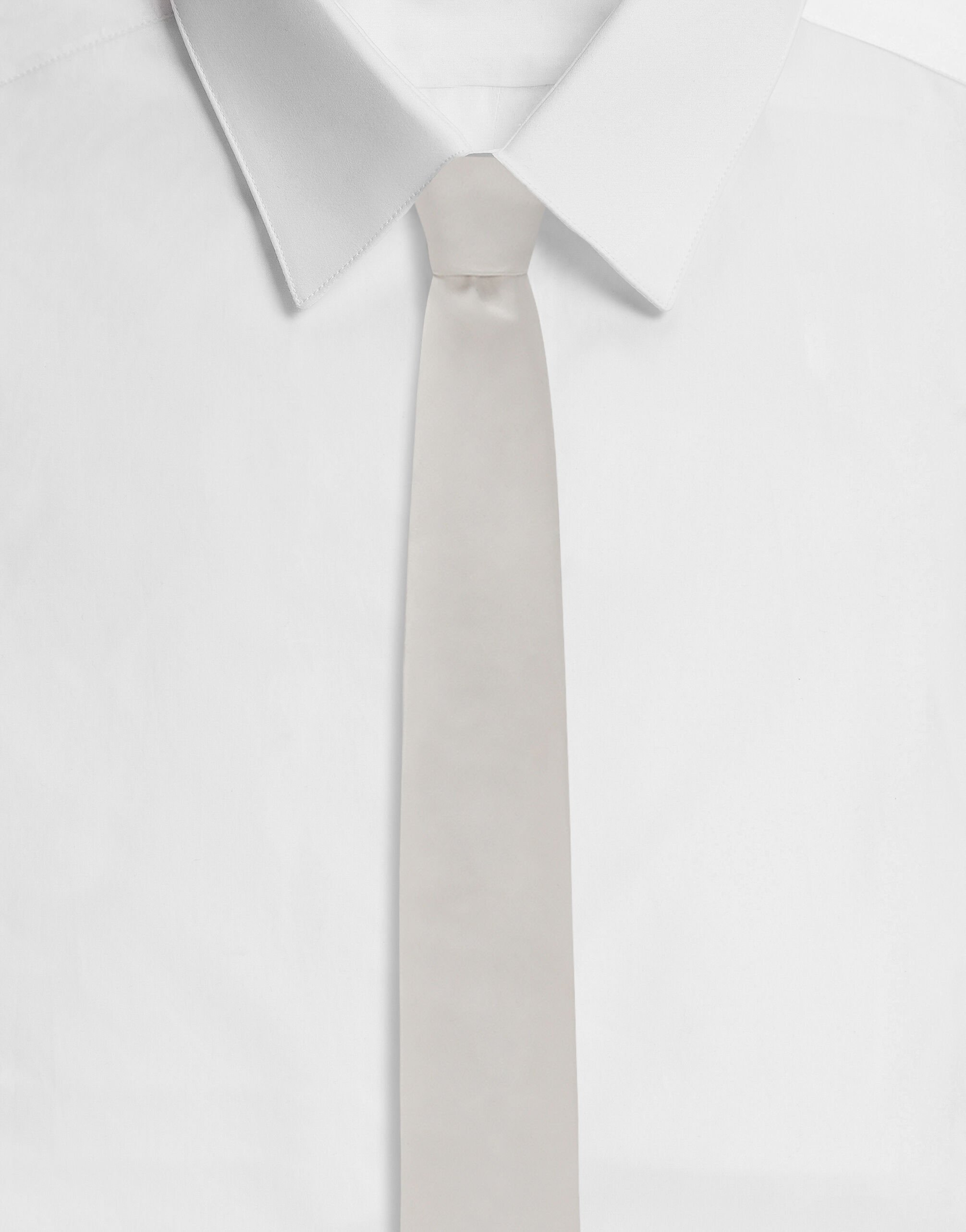 Dolce & Gabbana ربطة عنق حرير بشعار DG أبيض GT147EG0UBU