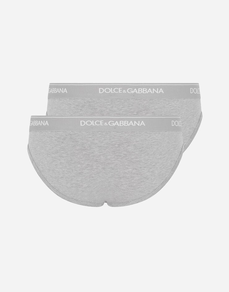 Dolce & Gabbana Pack de deux slips mi-longs en coton stretch Gris M9C03JONN95