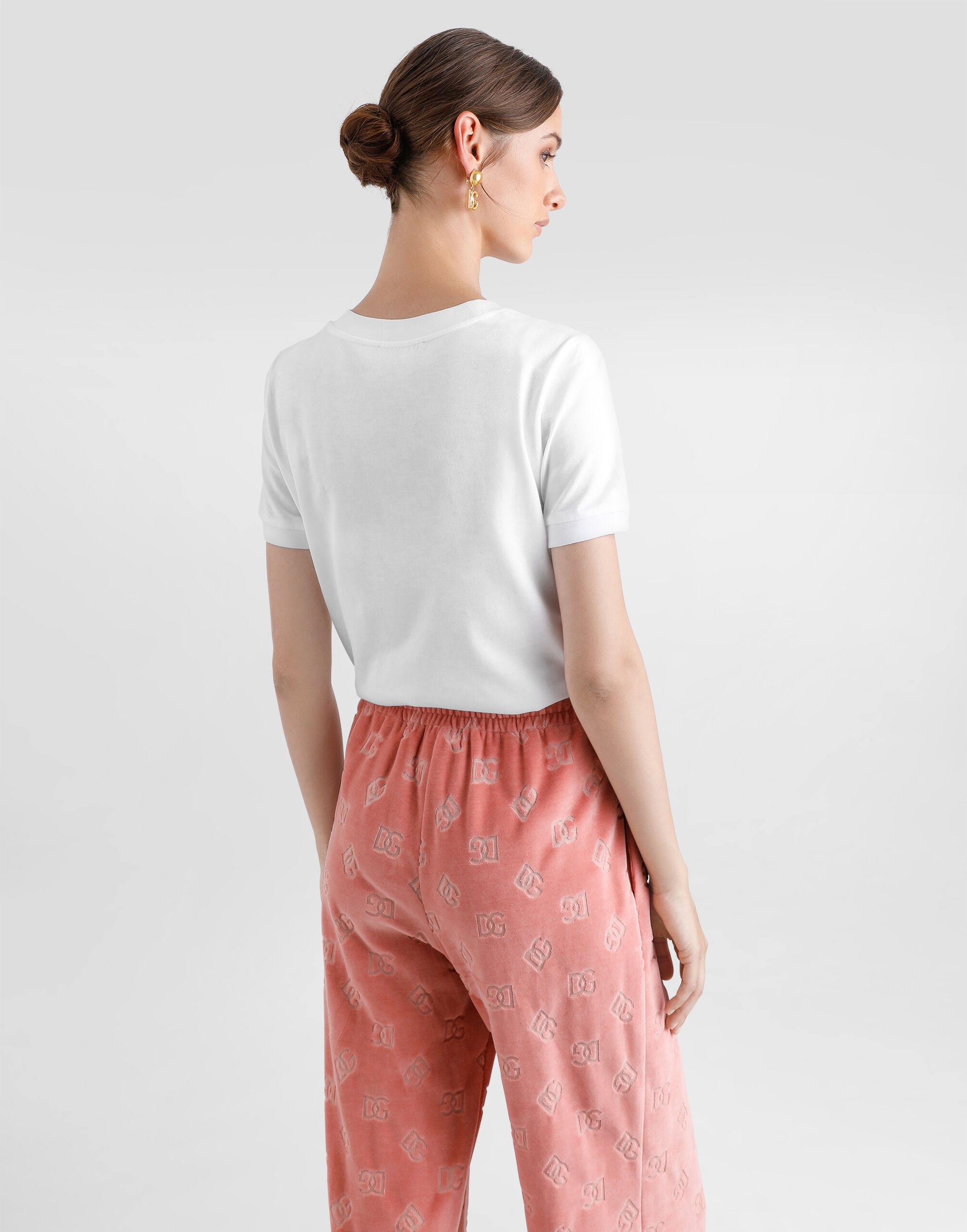 Jersey T-shirt with metal DG pin logo in White for Women