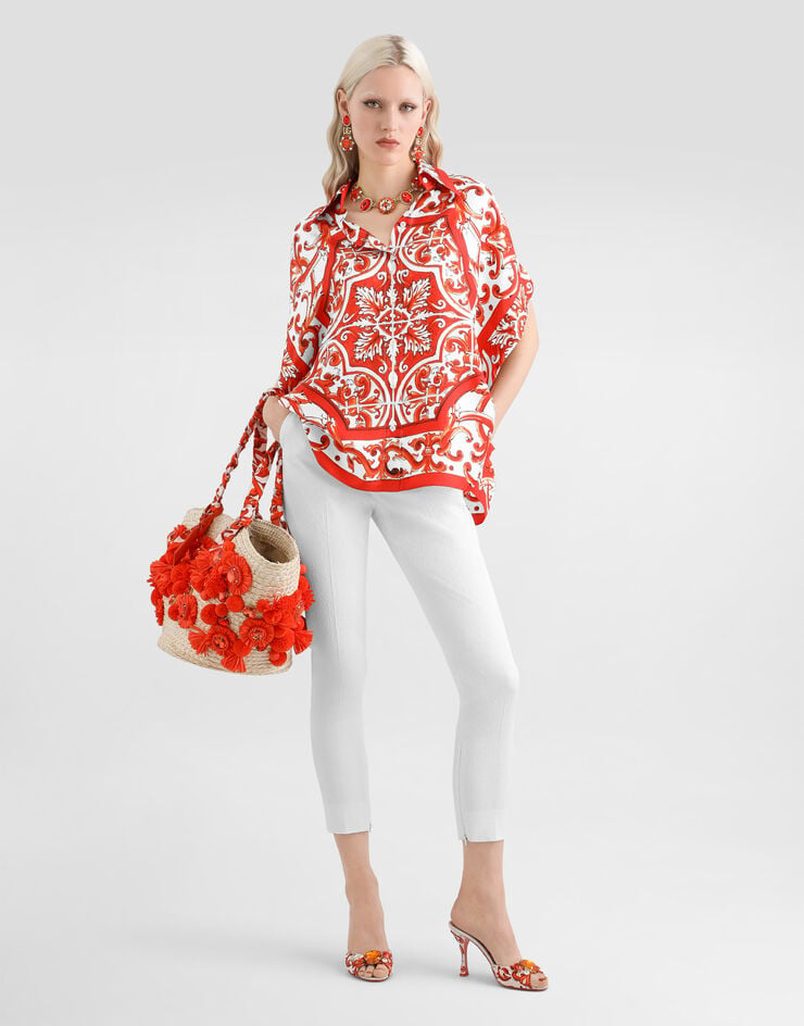 Dolce & Gabbana Majolica-print silk shirt Multicolor F5T52TGDDRE