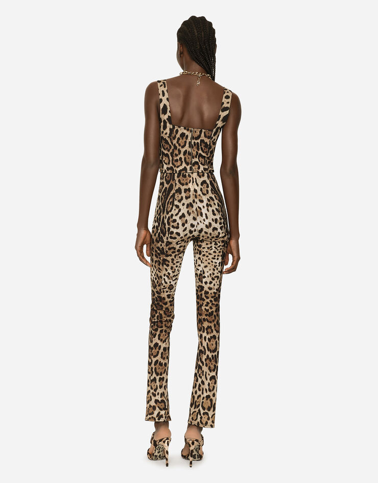 Dolce & Gabbana KIM DOLCE&GABBANA Bustier en marquisette à imprimé léopard Imprimé Animalier F7T19TFSSF7