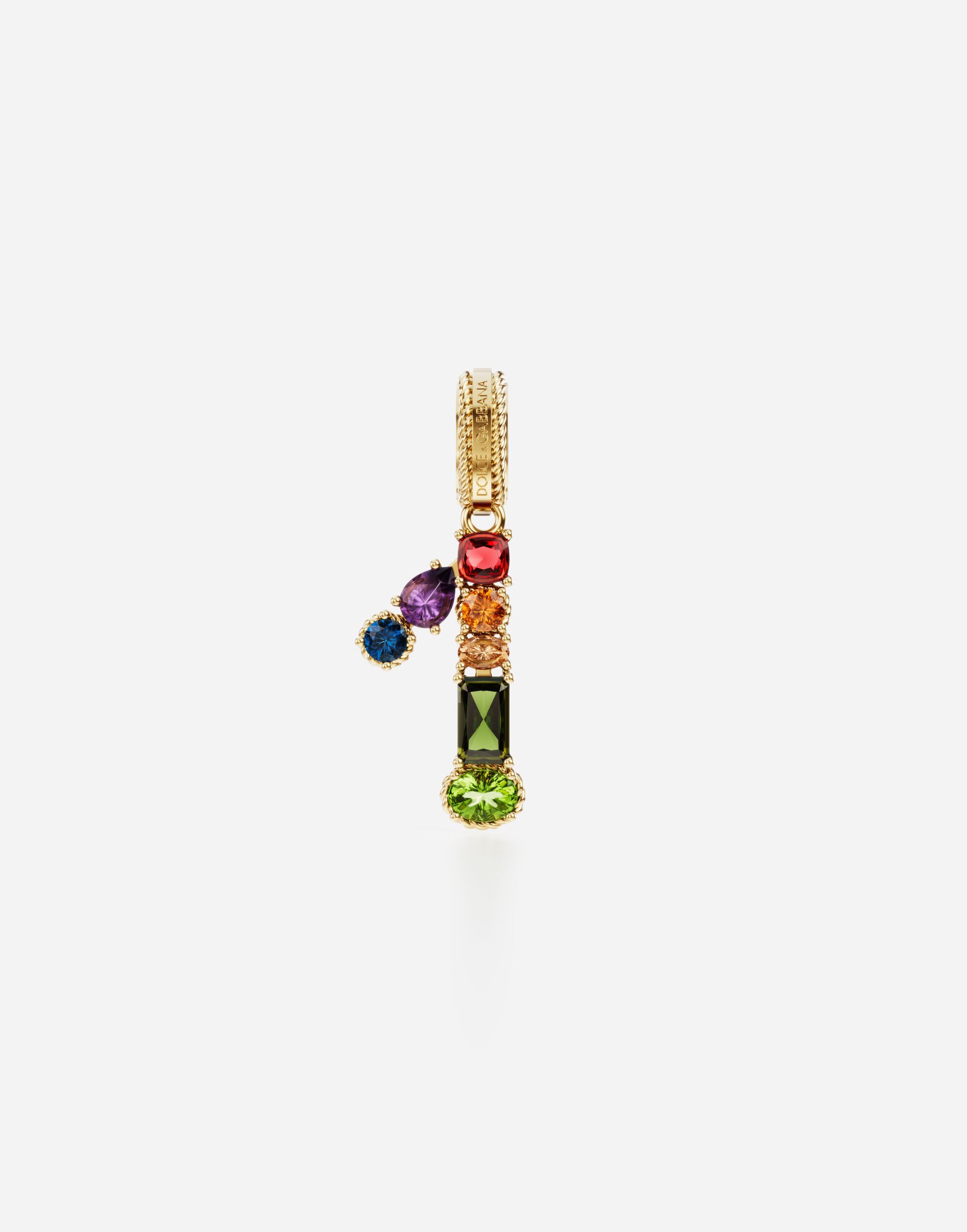 Dolce & Gabbana 18 kt yellow gold rainbow pendant  with multicolor finegemstones representing number 1 Gold WANR1GWMIXQ