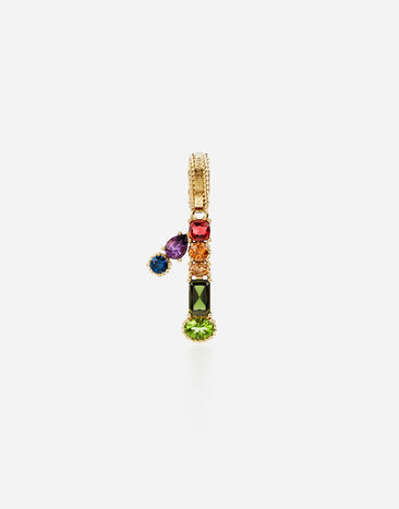 Dolce & Gabbana Anhänger „Rainbow“ aus 18 kt Gelbgold mit mehrfarbigen Edelsteinen, die die Zahl 1 darstellen GOLD WANR1GWMIXQ