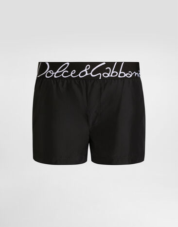 Dolce & Gabbana Short swim trunks with Dolce&Gabbana logo Black M4F27TON0DK