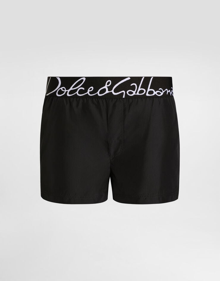 Dolce & Gabbana Short swim trunks with Dolce&Gabbana logo Black M4F27TON0DK