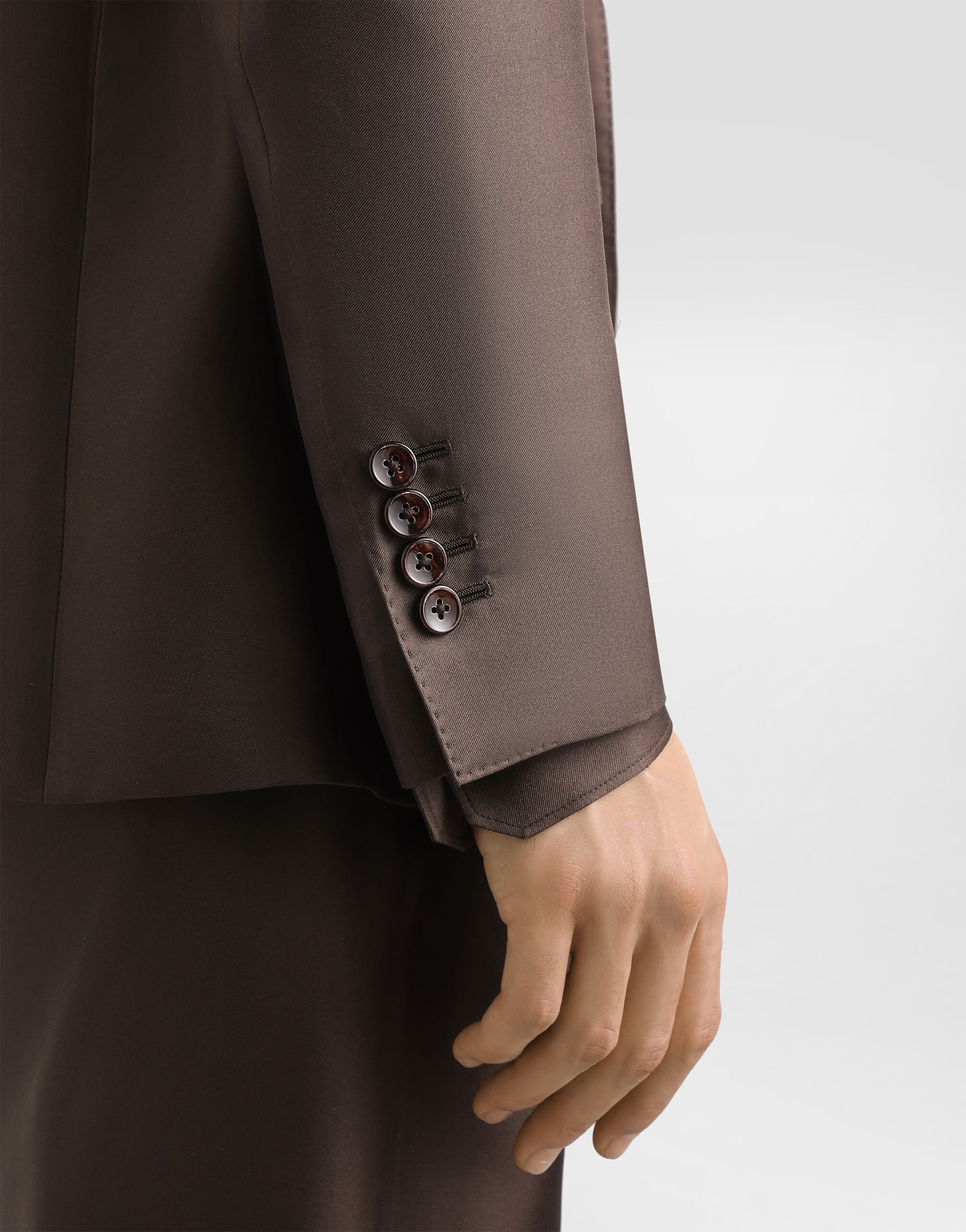 Sicilia light double-breasted silk twill jacket in Brown for Men