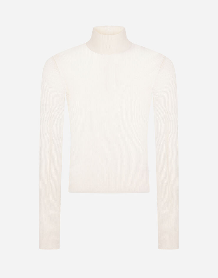 Dolce & Gabbana Ribbed viscose turtle-neck sweater White GXI53TJAIFK