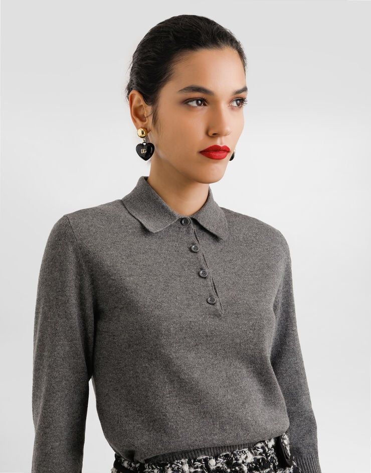 Dolce & Gabbana Jersey tipo polo de cachemira Gris FXZ32ZJDVC2