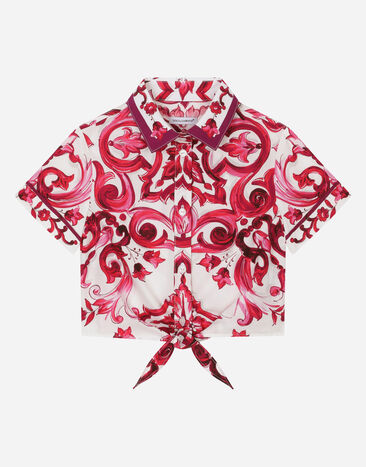 Dolce & Gabbana Рубашка из поплина с коротким рукавом и принтом майолики Отпечатки L5JN79FSG79
