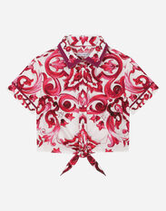 Dolce&Gabbana Poplin shirt with short sleeves and majolica print Multicolor L5JTMFG7K5L