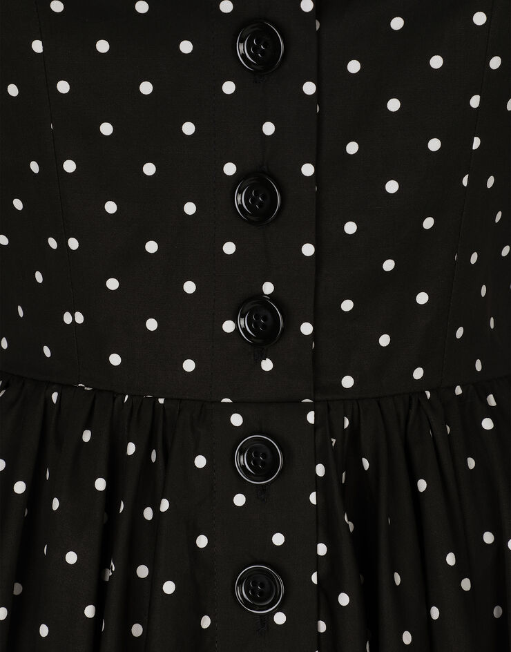 Dolce & Gabbana Vestido longuette de algodón con estampado de lunares Imprima F6JJCTHS5R6