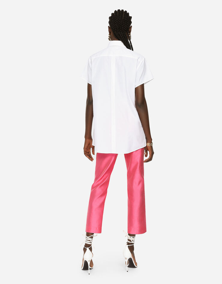 Dolce & Gabbana Poplin shirt with shirt front and DG logo White F5P64TFU5TI