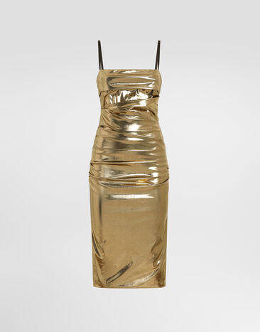 Dolce & Gabbana Laminated satin dress Gold F621ITFUAF0