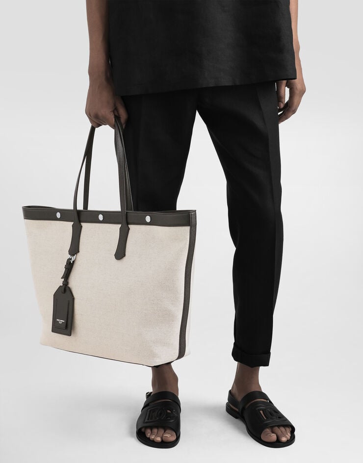 Dolce & Gabbana Atene shopping bag in sale&pepe fabric and alpine calfskin Multicolor BM7806AG440