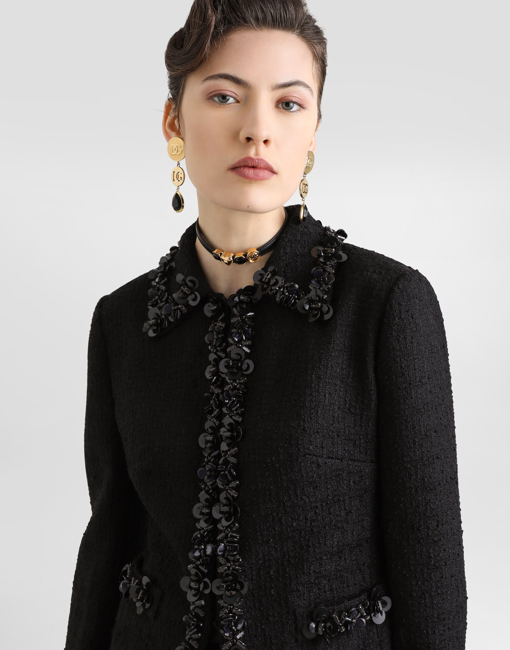 Short jacket in stretch mat in Black for Women | Dolce&Gabbana®