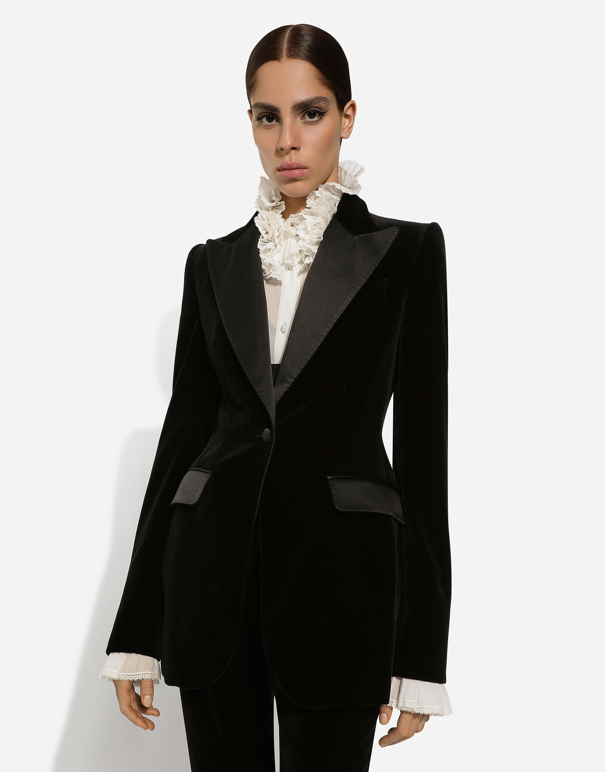Womens black velvet best sale tuxedo jacket