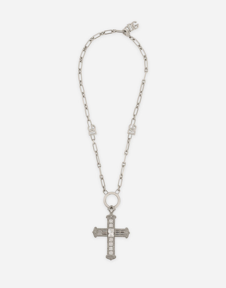 Dolce & Gabbana Chain necklace with cross and crystals Silver WNP3S5W1111