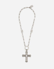 Dolce & Gabbana Chain necklace with cross and crystals Silver WNQ3S3W1111