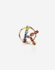 Dolce & Gabbana Rainbow alphabet K ring in yellow gold with multicolor fine gems White WRQD3GWPAVE