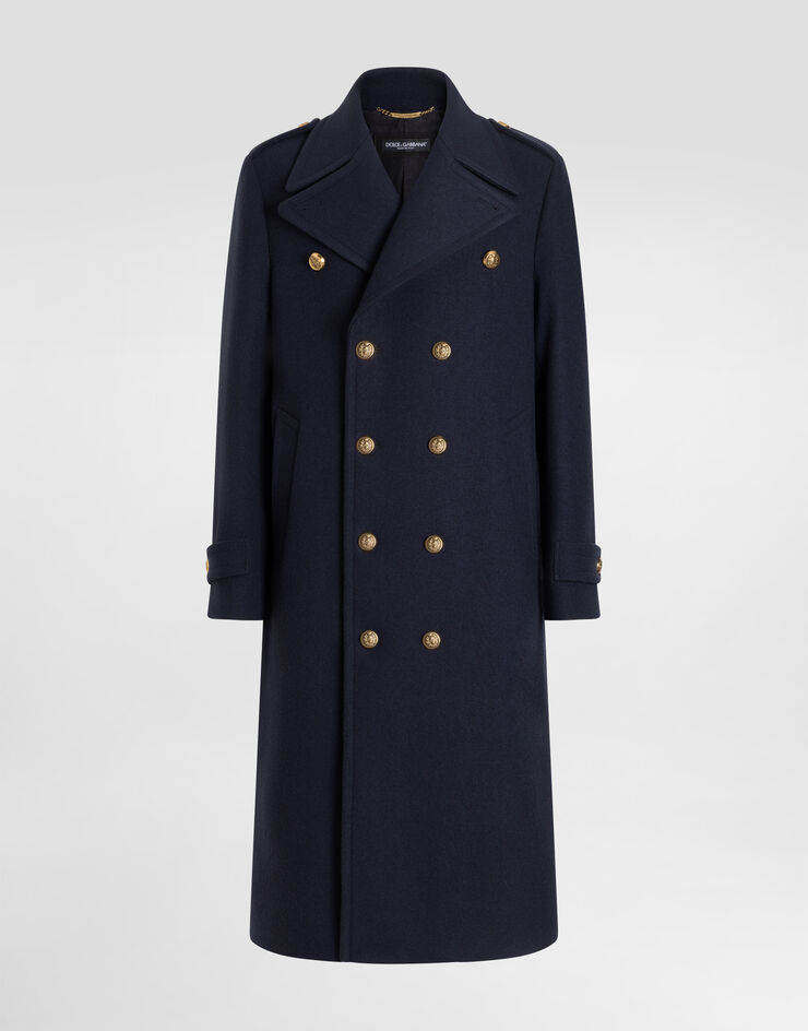 Dolce & Gabbana معطف مزدوج الصدر من صوف Blue G058MTHU2DA