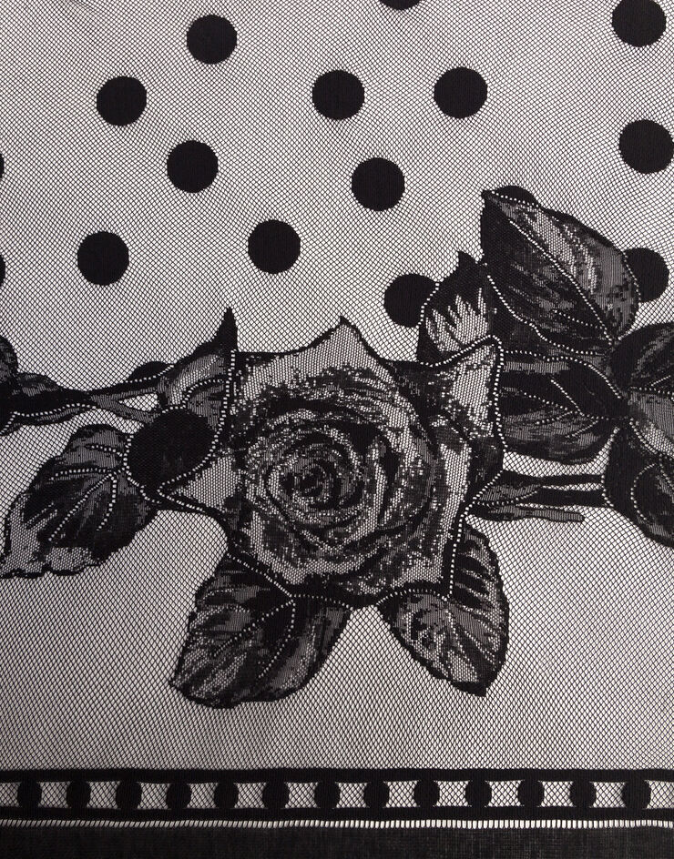 Dolce & Gabbana Umhängetuch mit fransen 140 x 140 aus baumwolle und tüll SCHWARZ FS208AGDS71