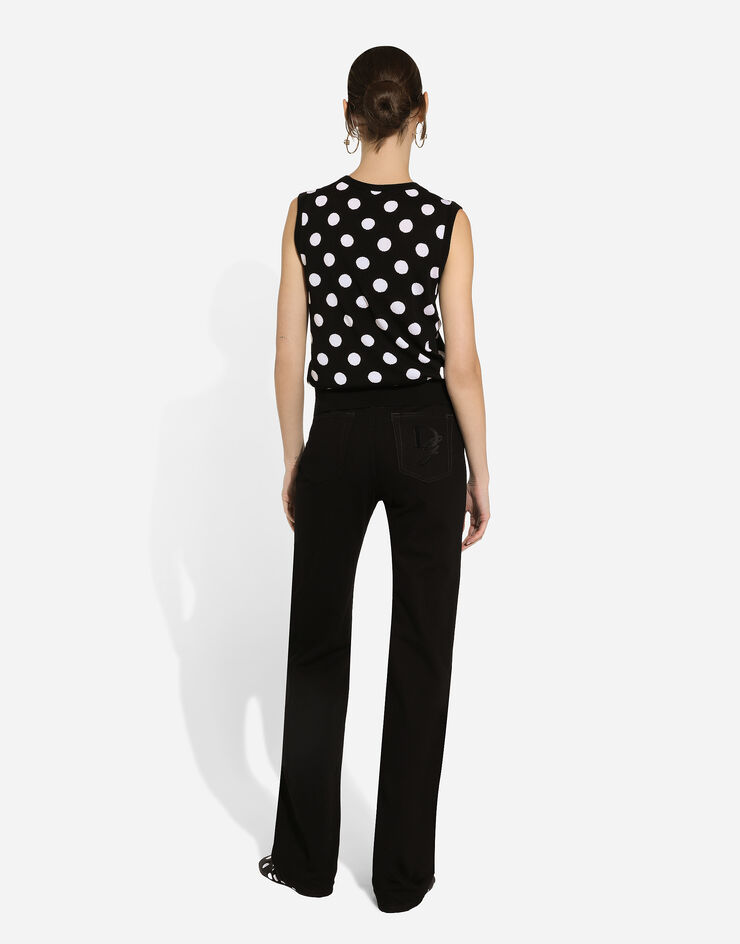 Dolce & Gabbana Silk and wool tank top with polka-dot inlay Print FXT07TJCVYK