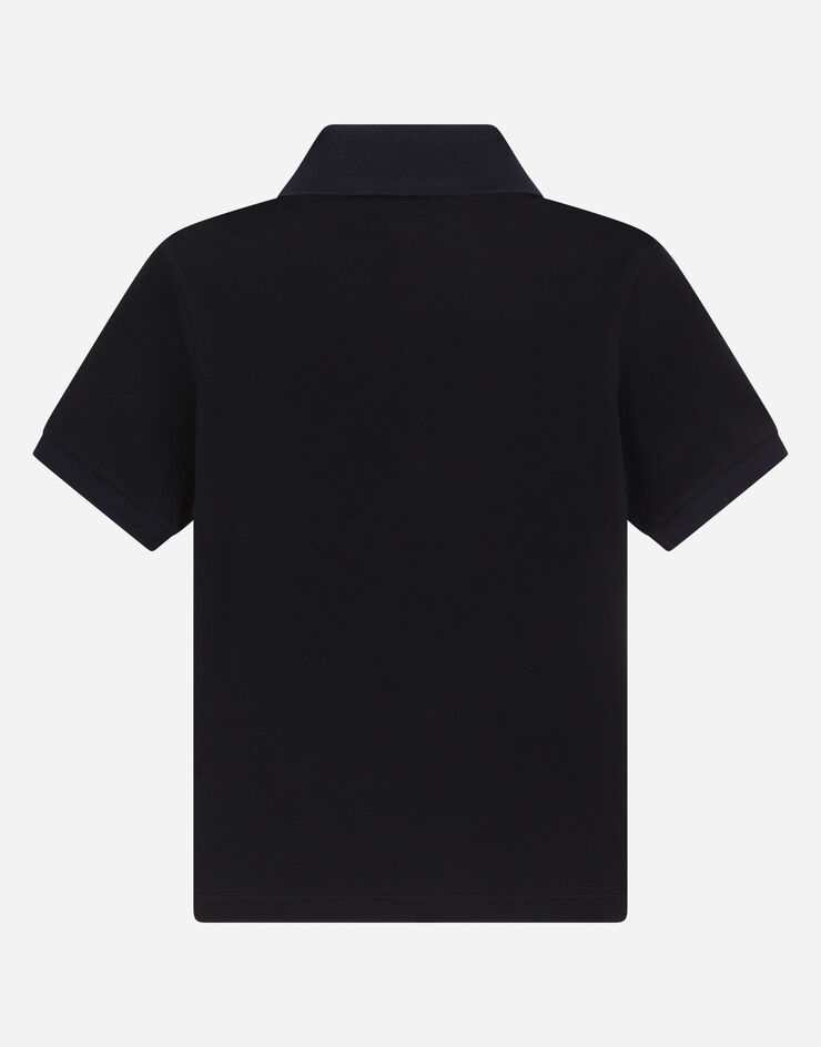 Dolce & Gabbana Cotton piqué polo-shirt with logo plate Blue L4JT8VG7A5U