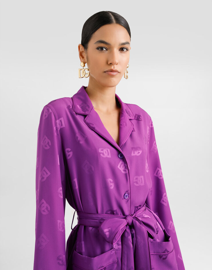 Dolce & Gabbana DG all-over silk jacquard vanity shirt Purple F5I89TFJ1JO