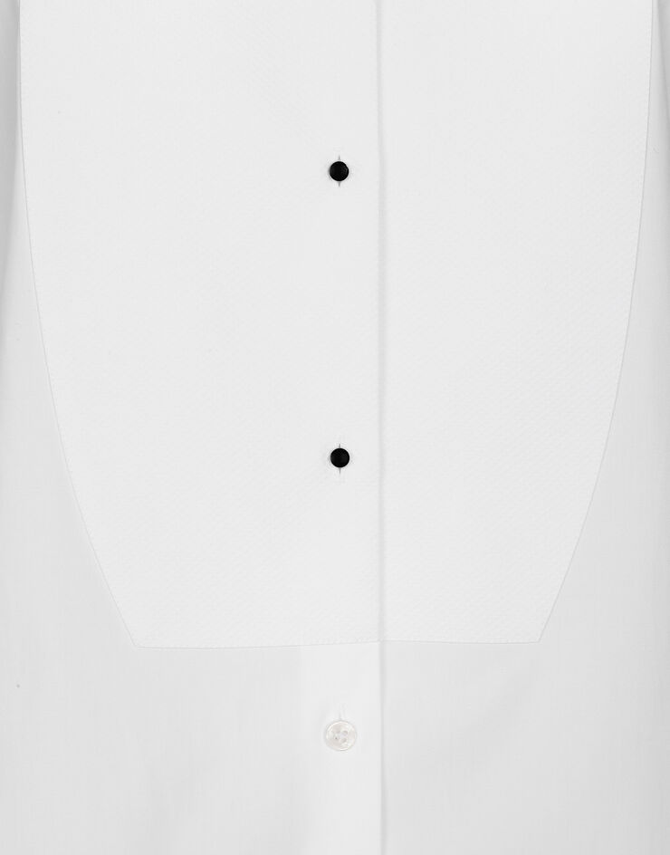 Dolce & Gabbana Cotton poplin shirt with piqué shirt front White F5S96TGDCPO