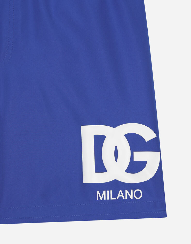 Dolce & Gabbana Nylon swim trunks with DG logo Blue L4J818ON01H