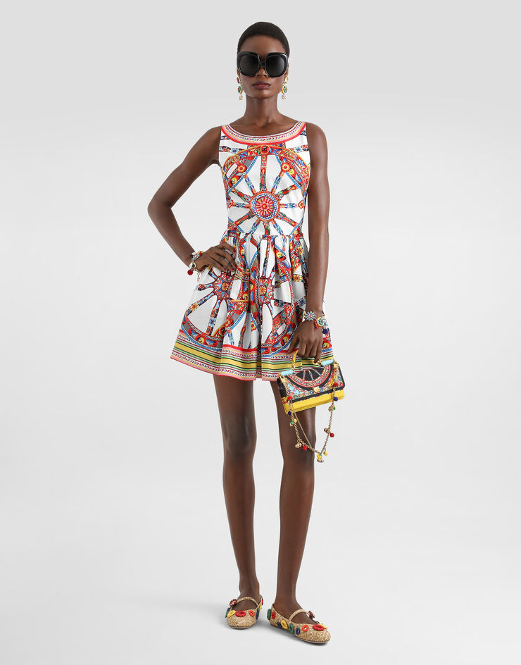 Dolce & Gabbana Carretto-print poplin midi dress Multicolor F615WTGDDTE
