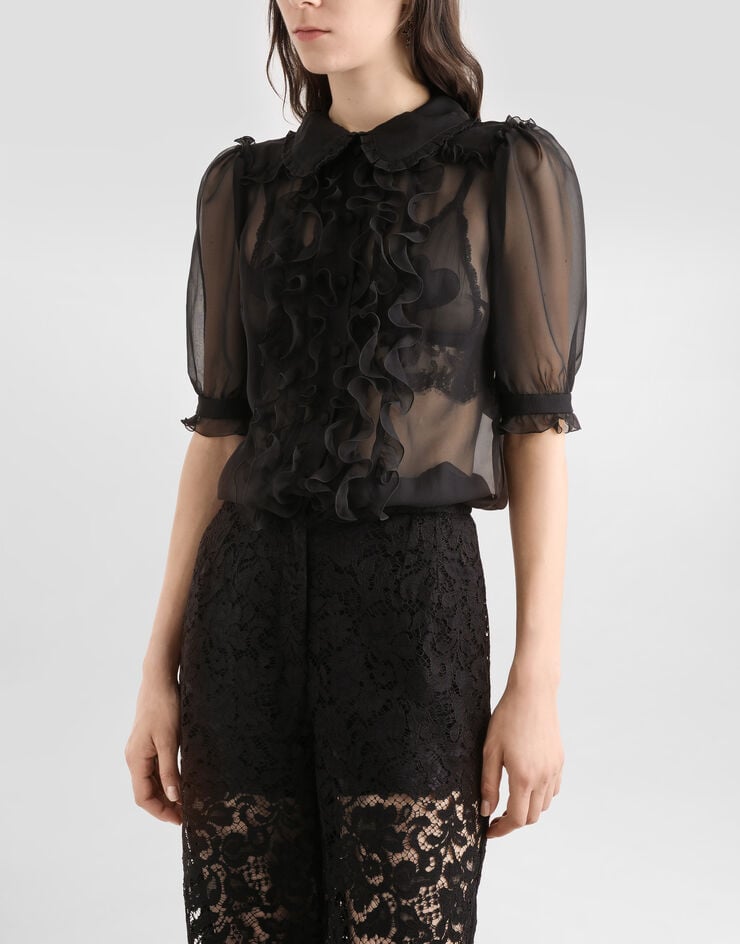 Dolce & Gabbana Chiffon shirt Black F5U03TFU1AT