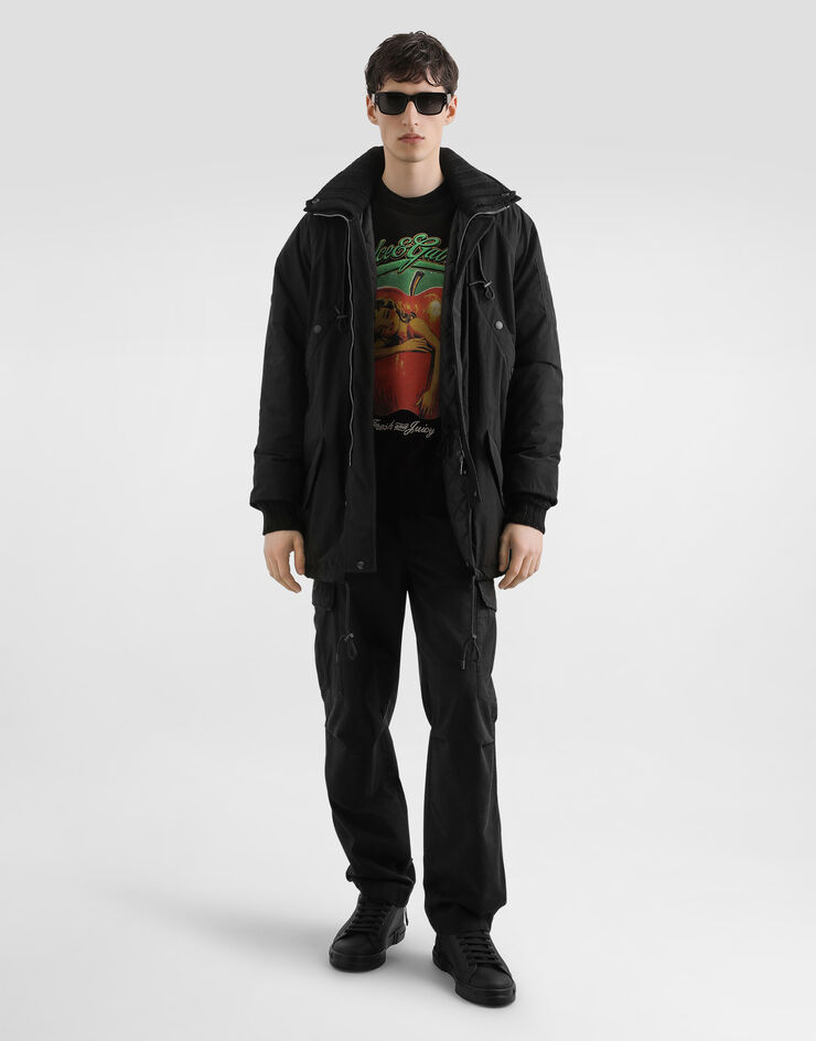 Dolce & Gabbana Giubbotto in nylon con cappuccio Nero G9BQVTHUMUE
