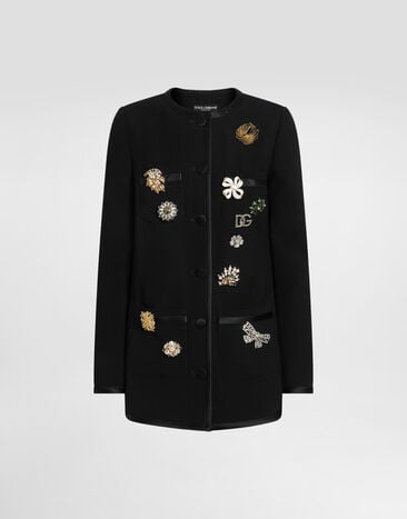 Dolce & Gabbana Single-breasted jacket in double crêpe Black F27EEZFU2L8