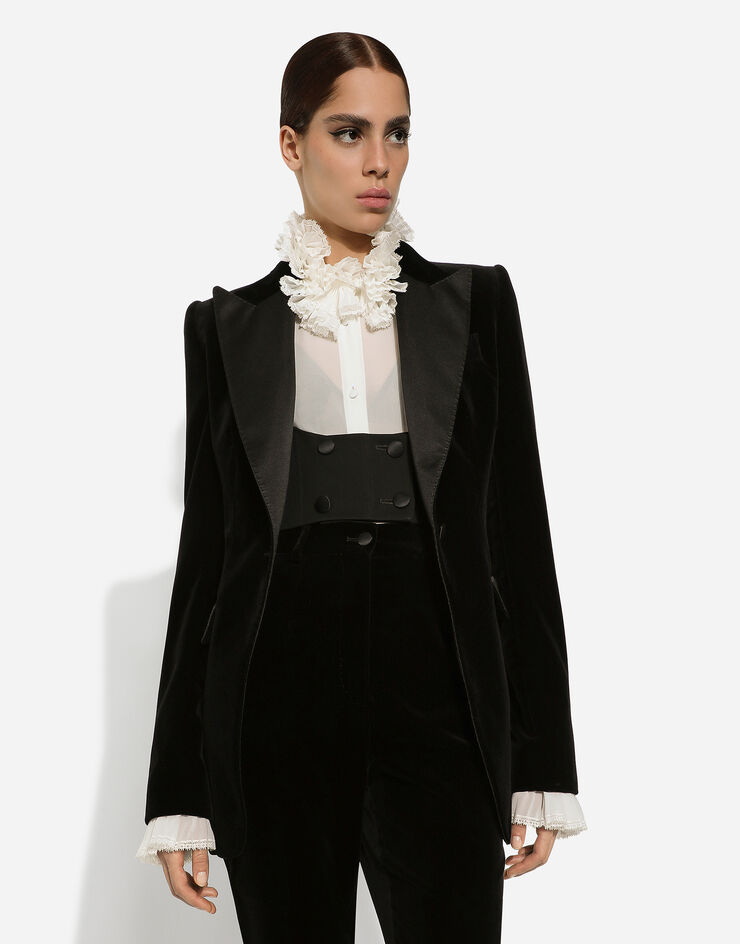 Dolce & Gabbana Georgette shirt with pleated cuffs and collar details White F5S22TFUAFU