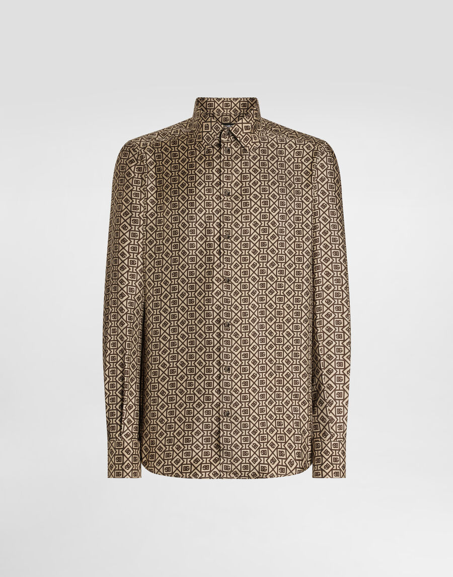Printed silk twill martini shirt