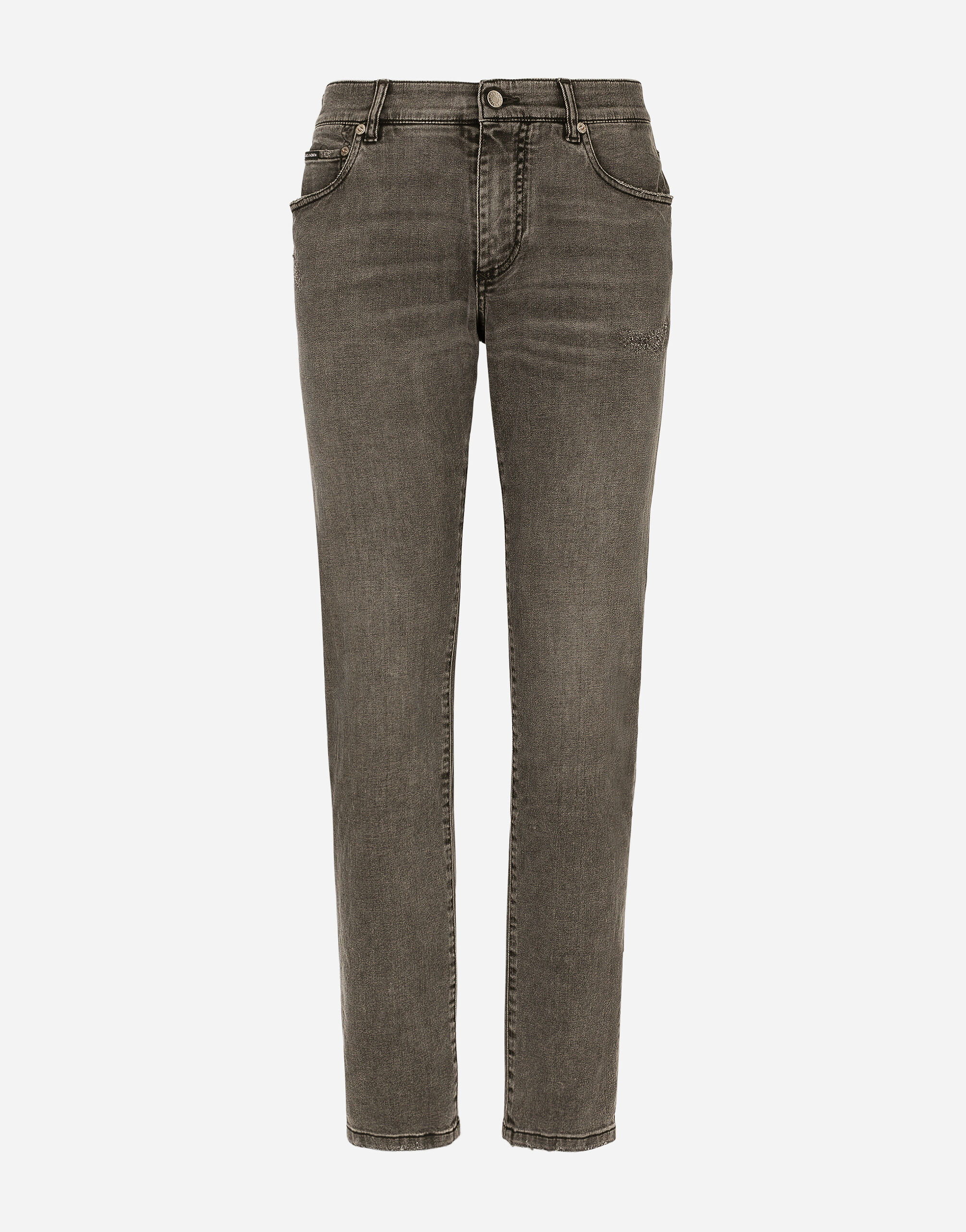 Slim fit stretch denim jeans with subtle abrasions in Multicolor