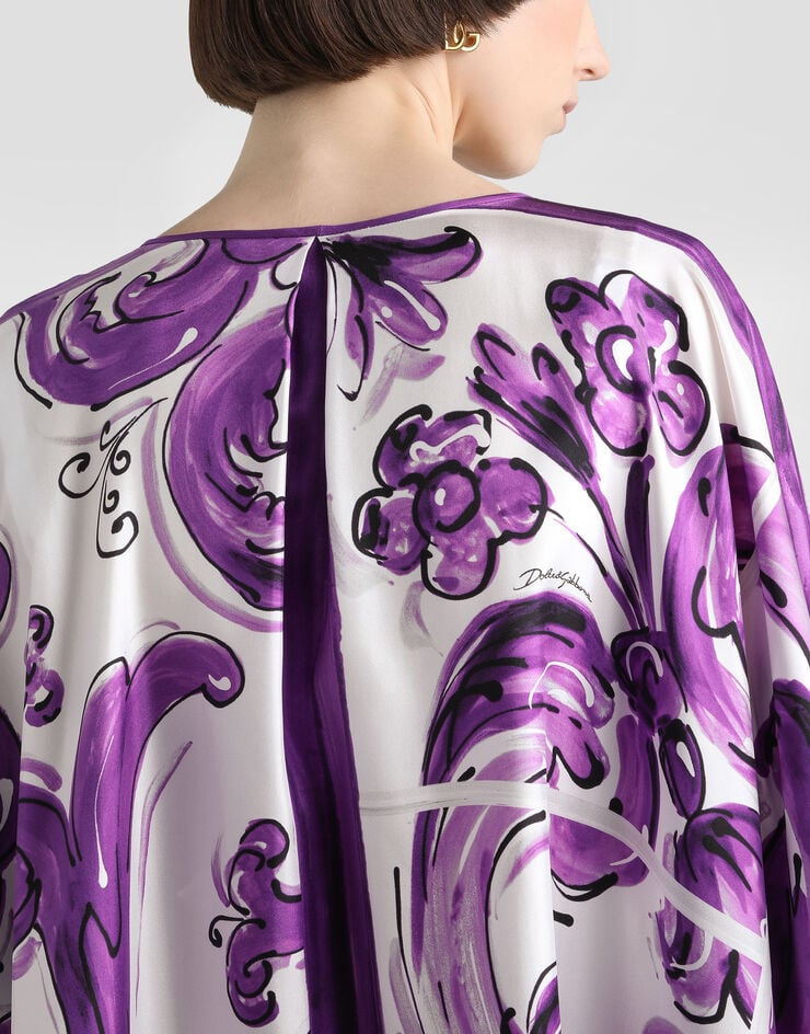 Dolce & Gabbana Majolica-print twill caftan dress Multicolor F6TTFTHI1S5
