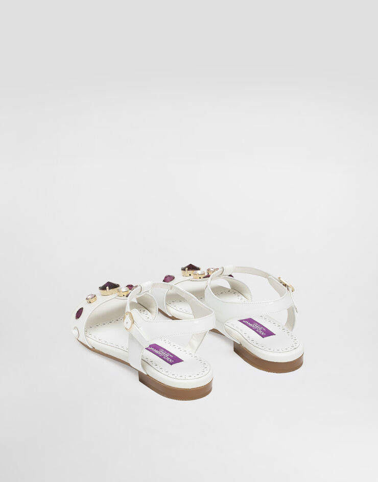 Dolce & Gabbana Patent leather sandal with embroidery White D11364AN196