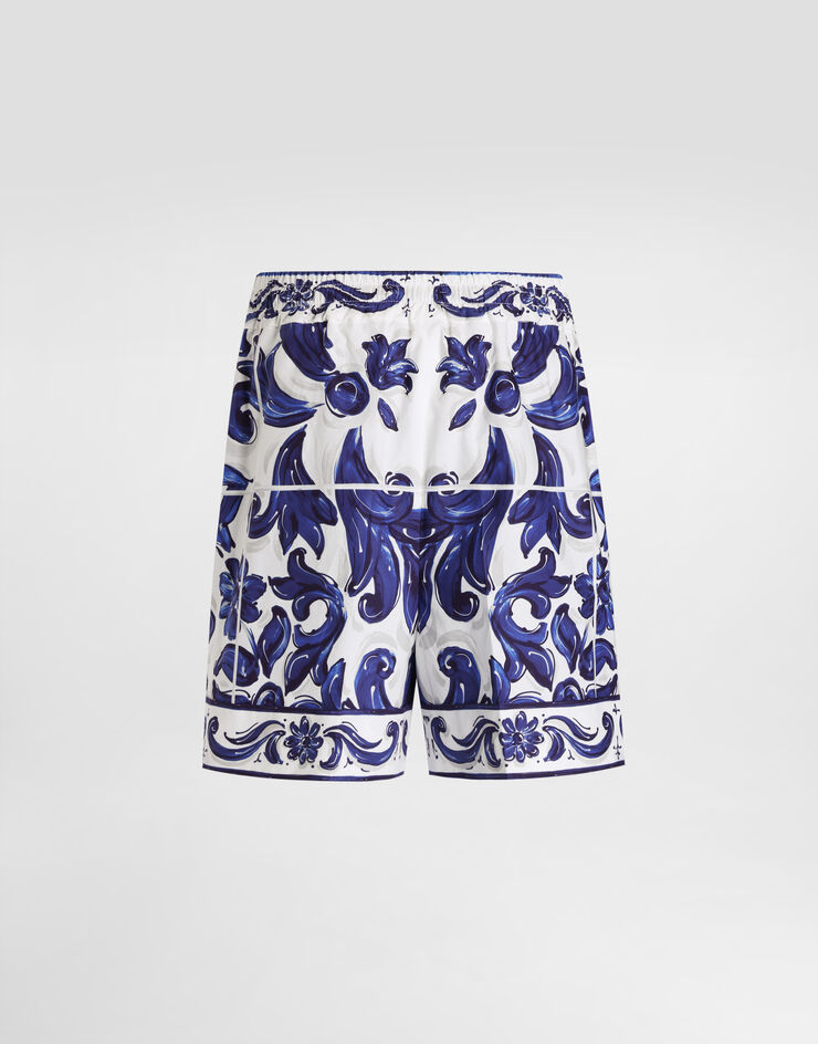 Dolce & Gabbana Shorts de popelina con estampado de mayólica Imprima I3J37WFI5JP
